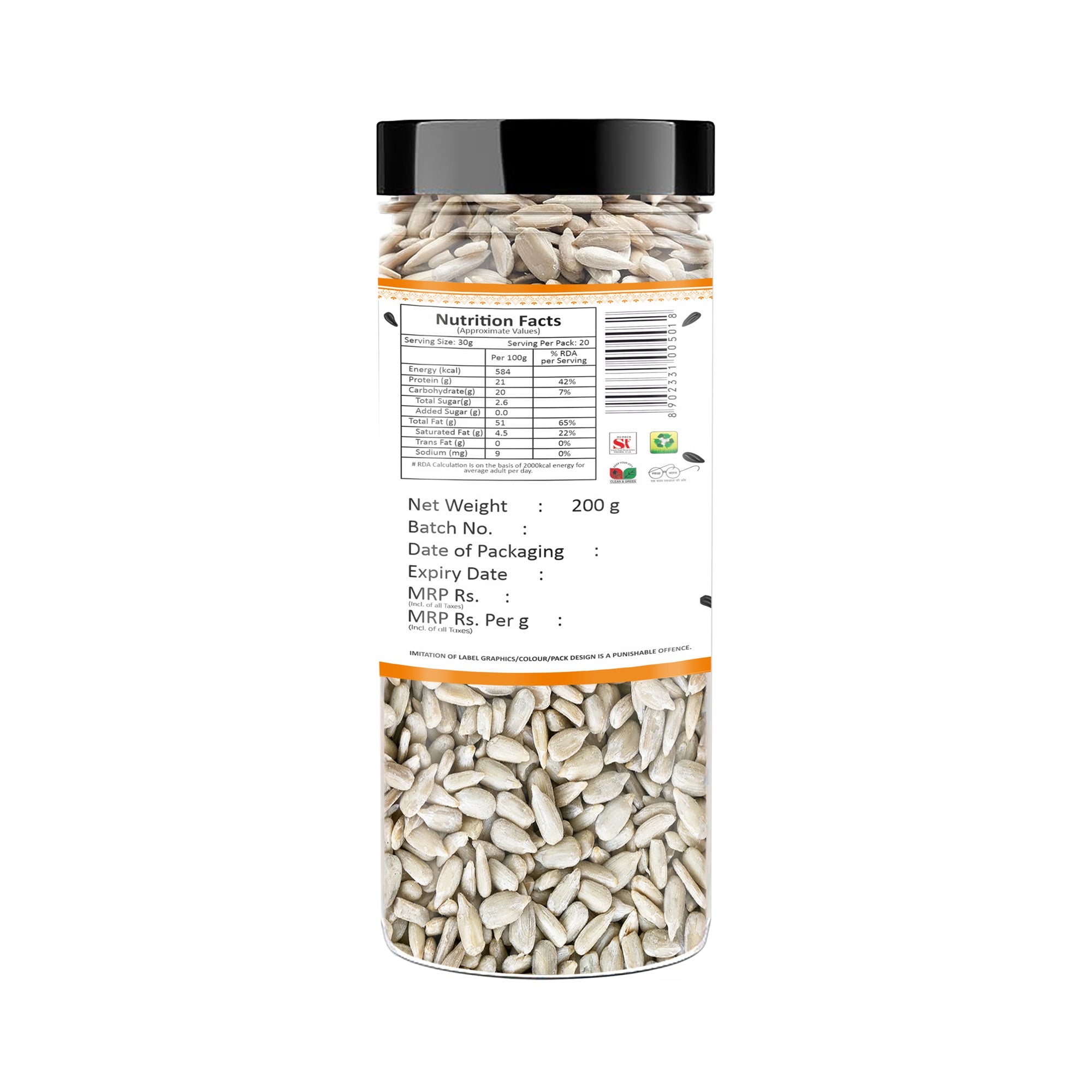 Yum Yum Roasted & Salted Sunflower Seeds Jar Yum Yum