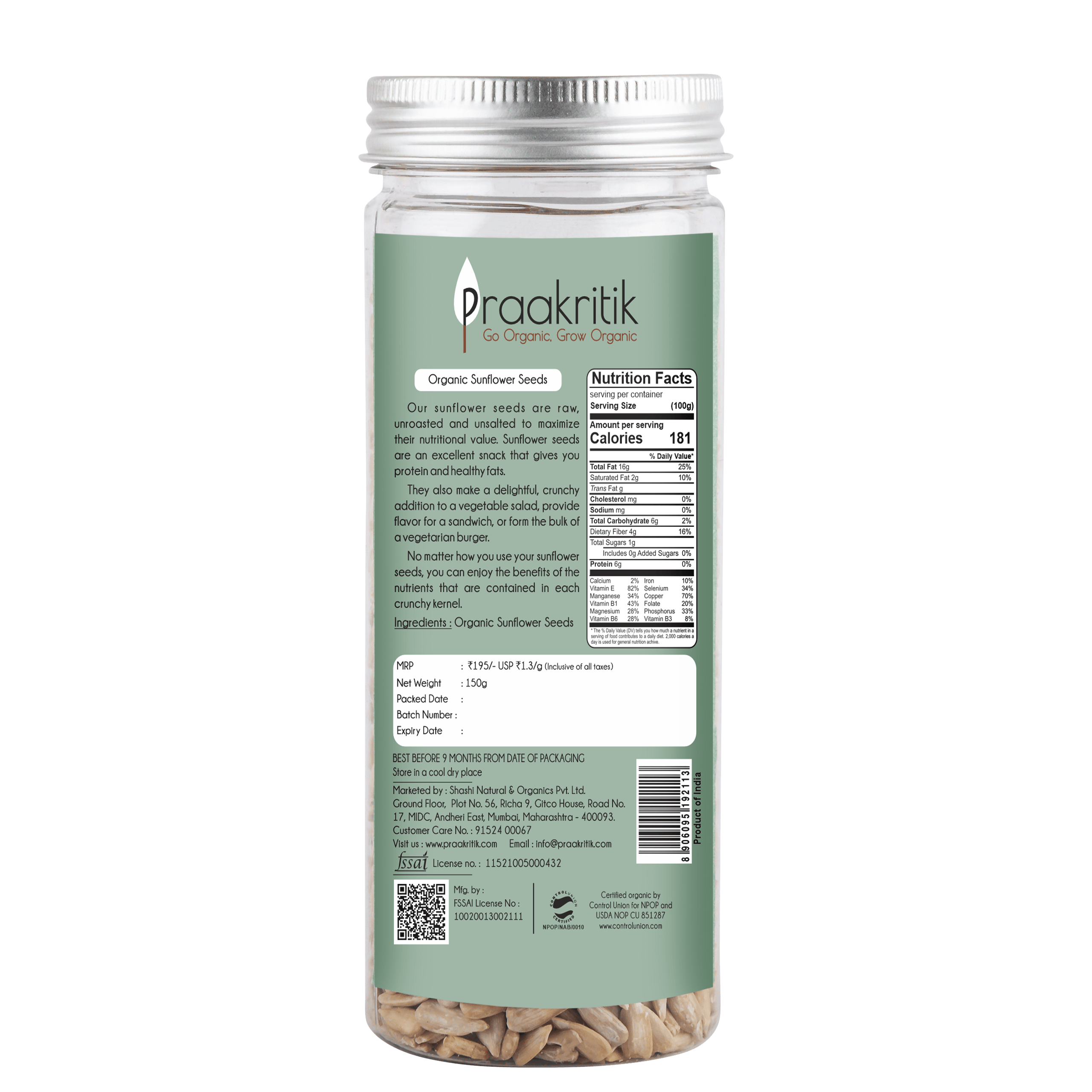 Praakritik Organic Sunflower seeds Praakritik