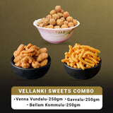 Vellanki Foods Andhra Sweets Combo (250 gm Each) - Venna Vundalu, Gavvalu, Bellam Kommulu Vellanki Foods