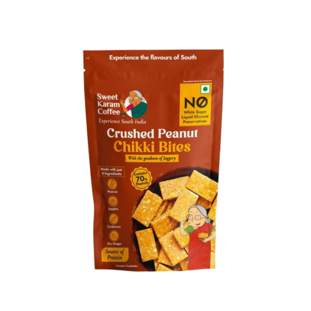 Sweet Karam Coffee Crushed Peanut Chikki Bites (Zero White Sugar) - Safuron