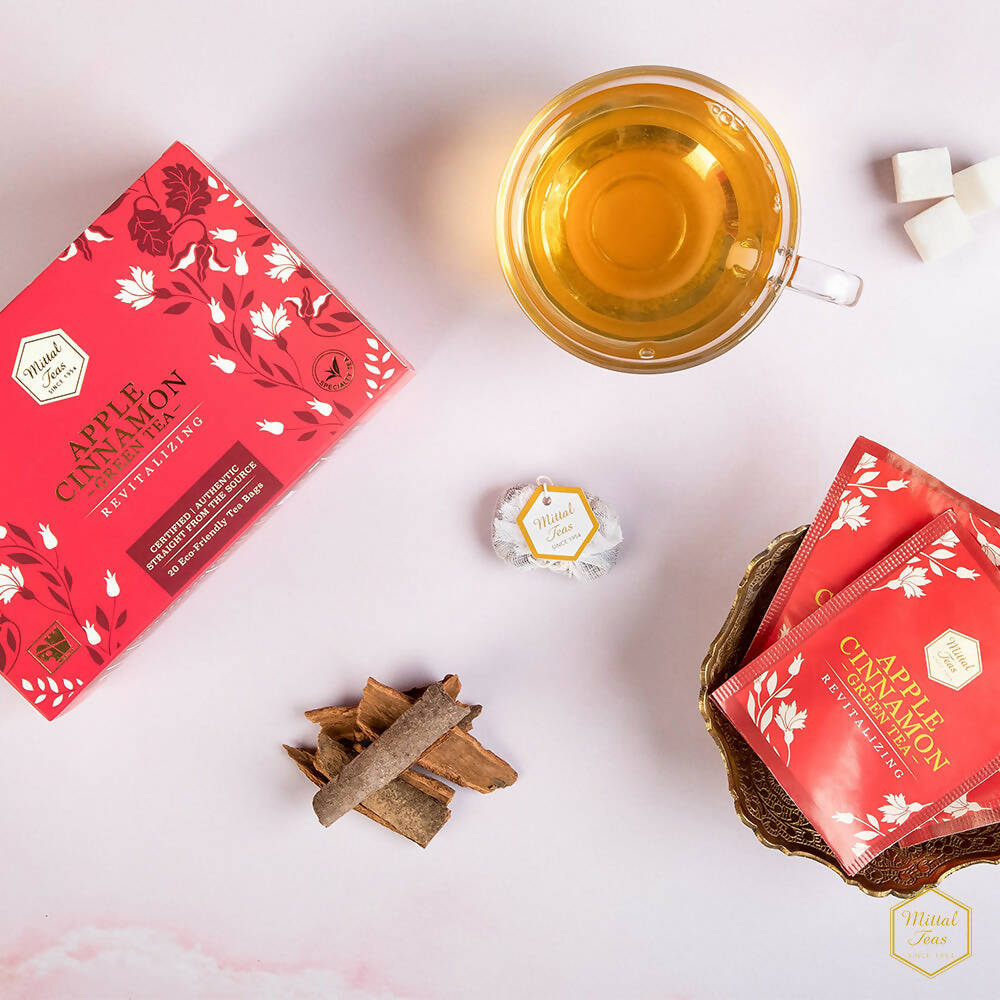 Mittal Teas Apple Cinnamon Green Tea - Eco Friendly Bags Mittal Teas
