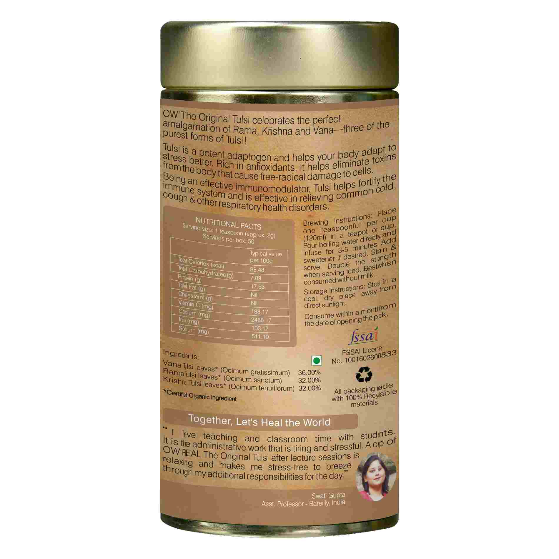 Organic Wellness The Original Tulsi Tea Tin Pack Organic Wellness