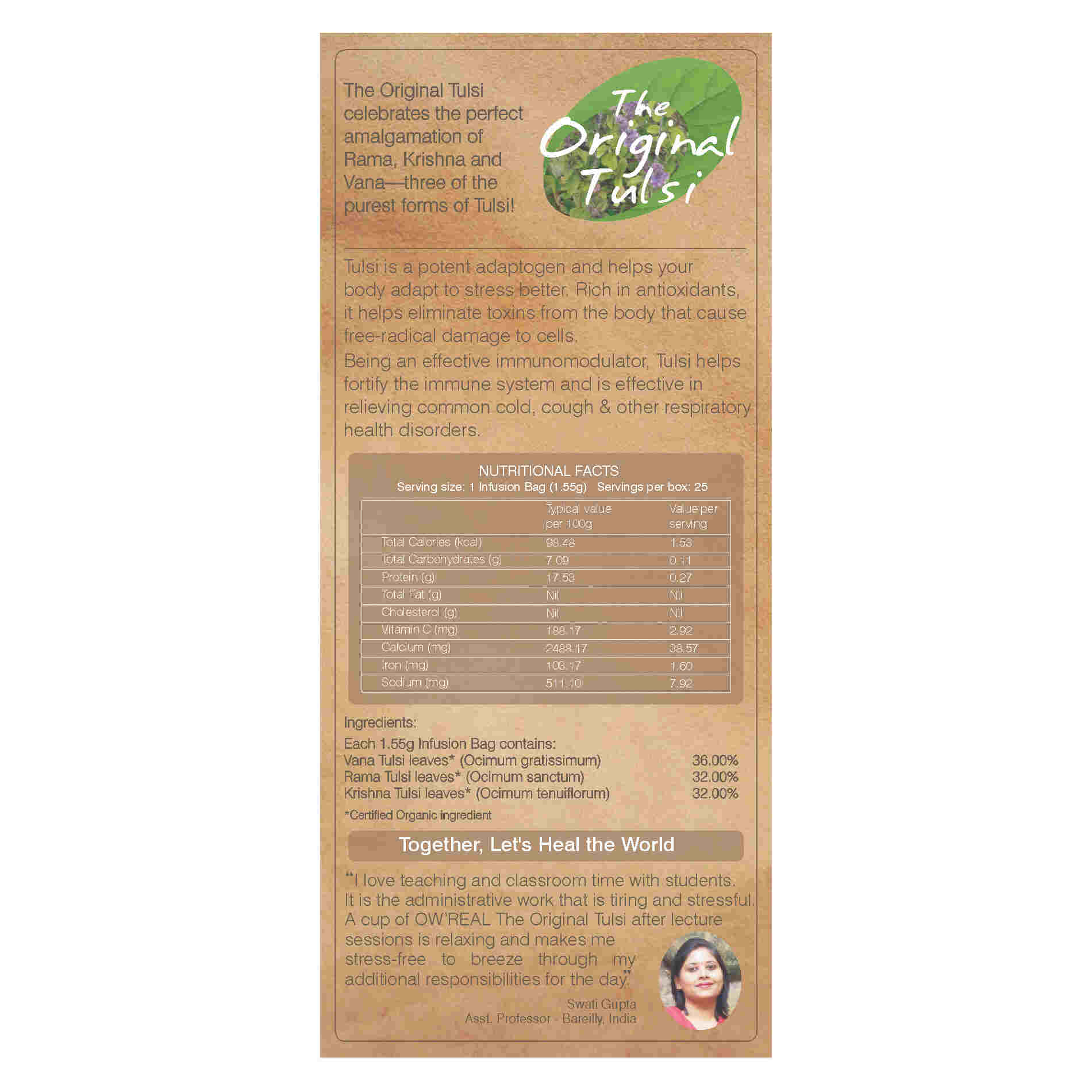Organic Wellness The Original Tulsi Teabags Organic Wellness
