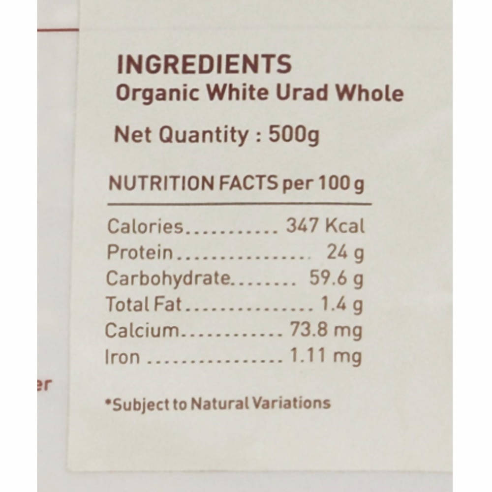 Pure & Sure White Urad Dal Whole Organic Pulses Pure & Sure