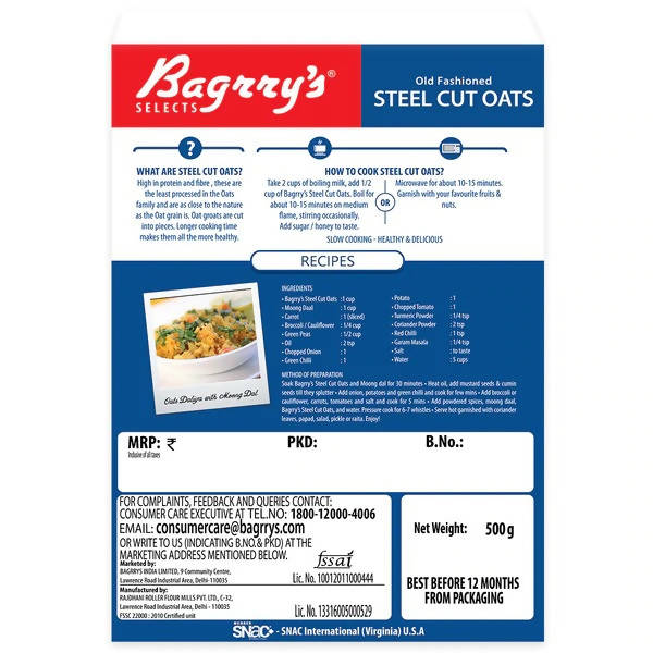 Bagrry's Steel Cut Oats Bagrry's