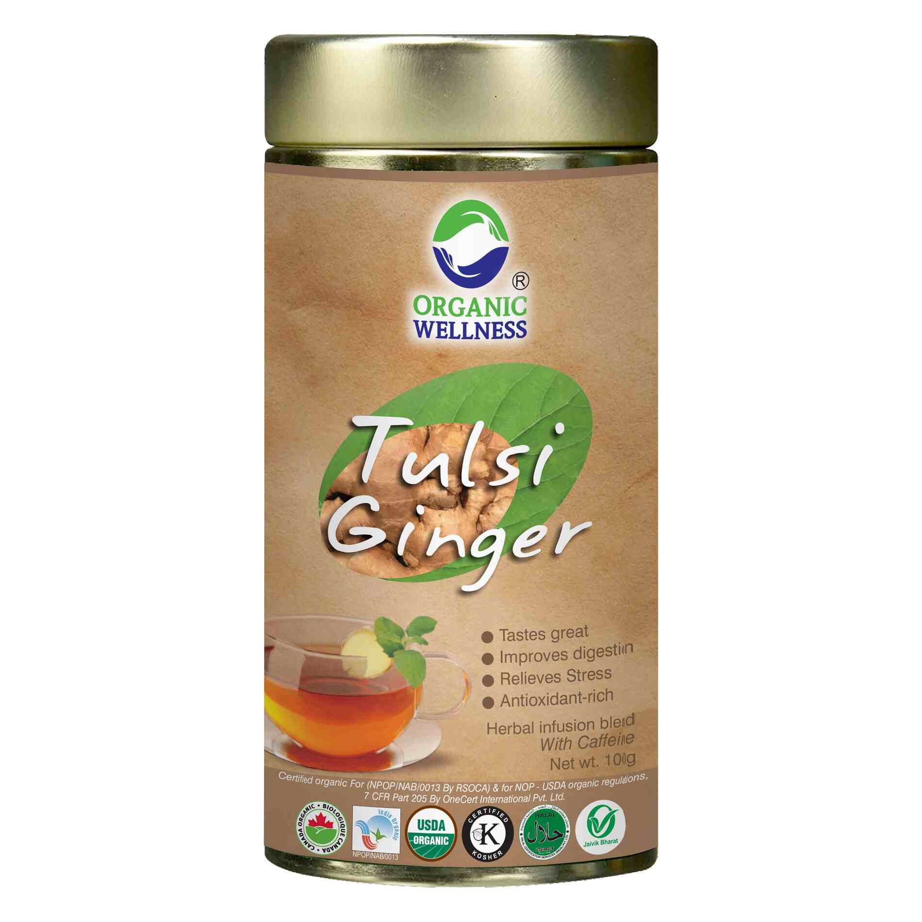 Organic Wellness Tulsi Ginger Tin Pack Organic Wellness
