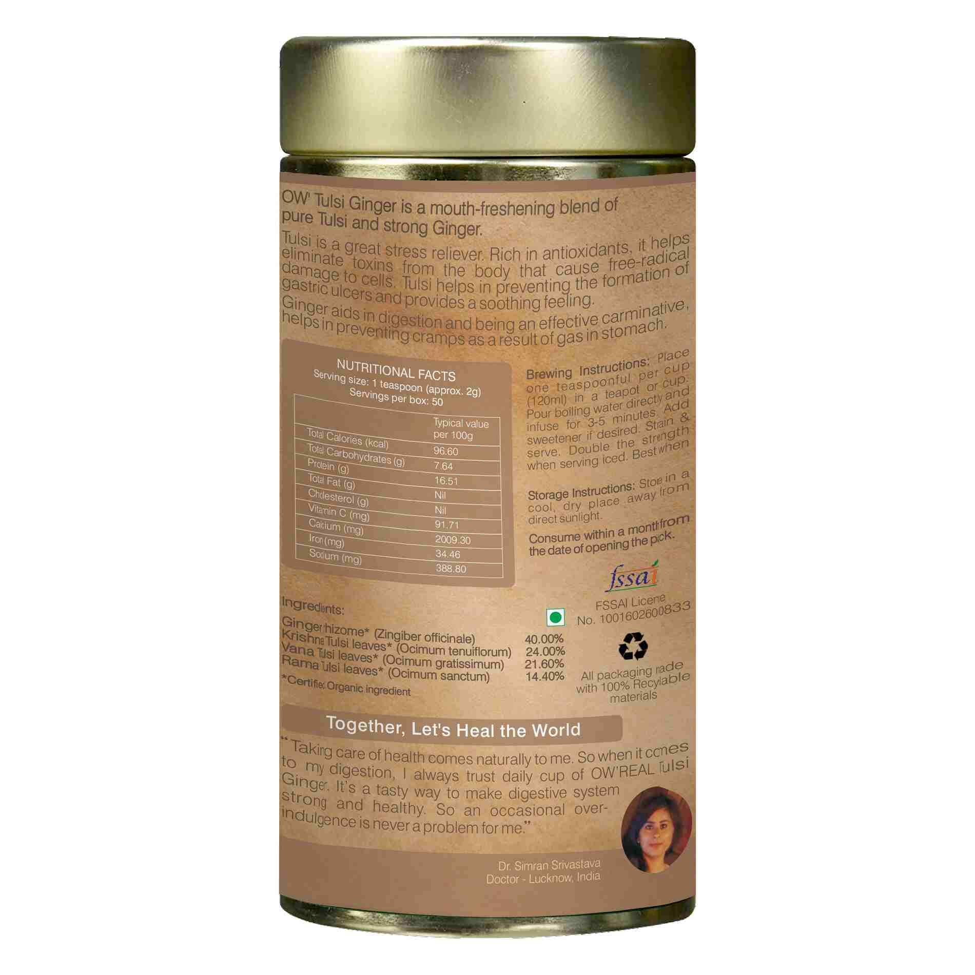Organic Wellness Tulsi Ginger Tin Pack Organic Wellness