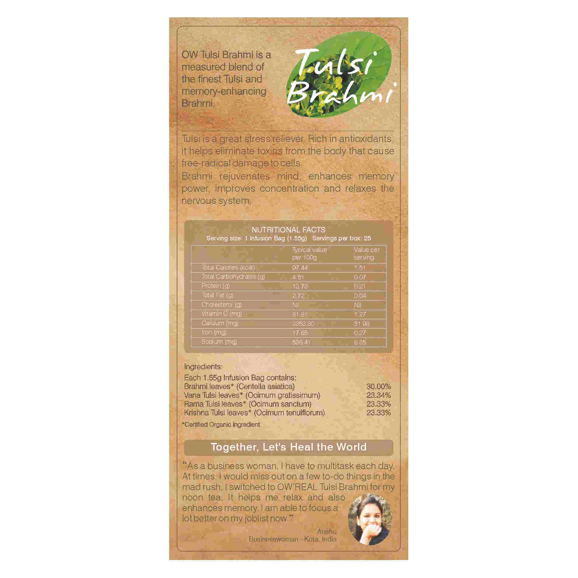 Organic Wellness Tulsi Brahmi Teabags Organic Wellness