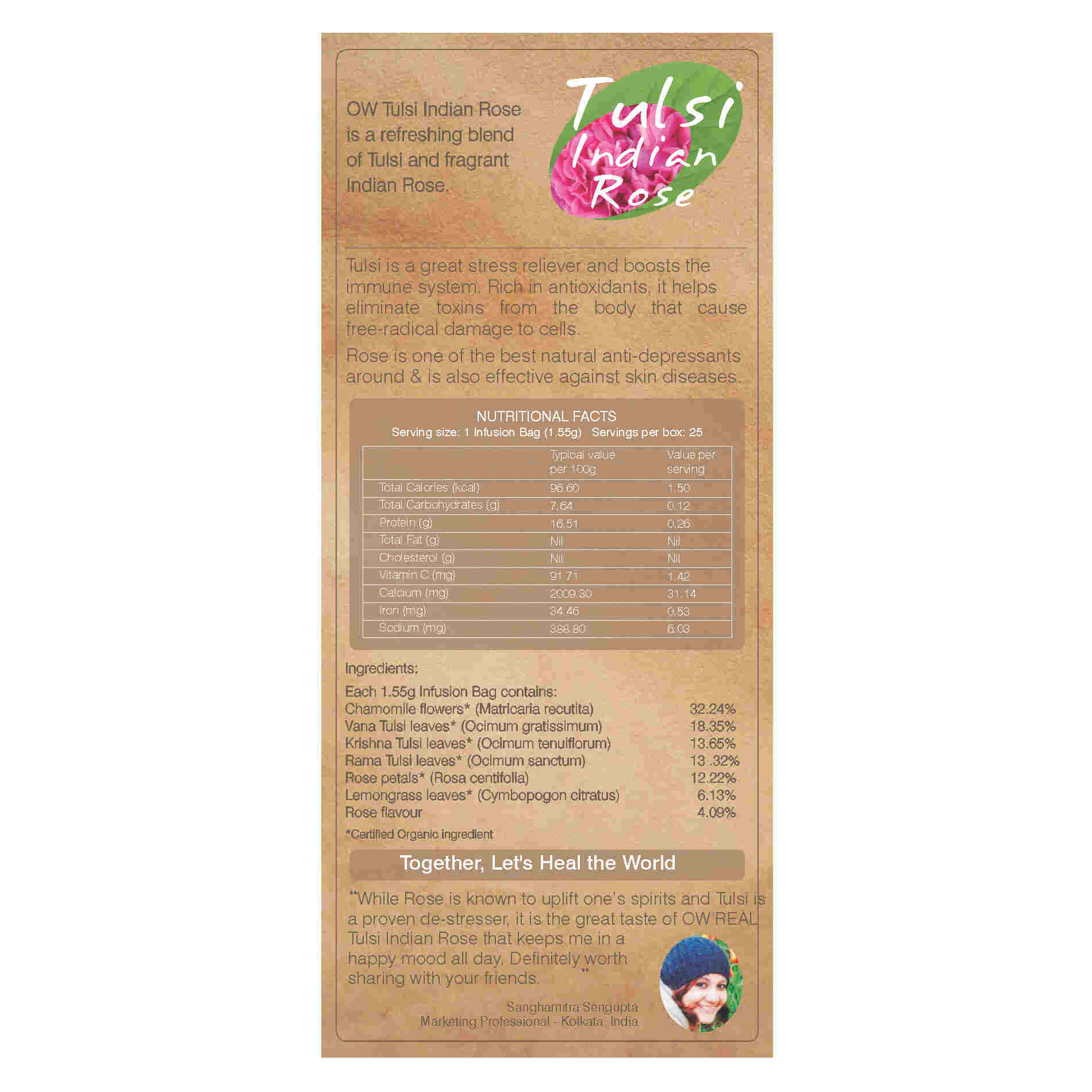 Organic Wellness Tulsi Indian Rose Teabags Organic Wellness