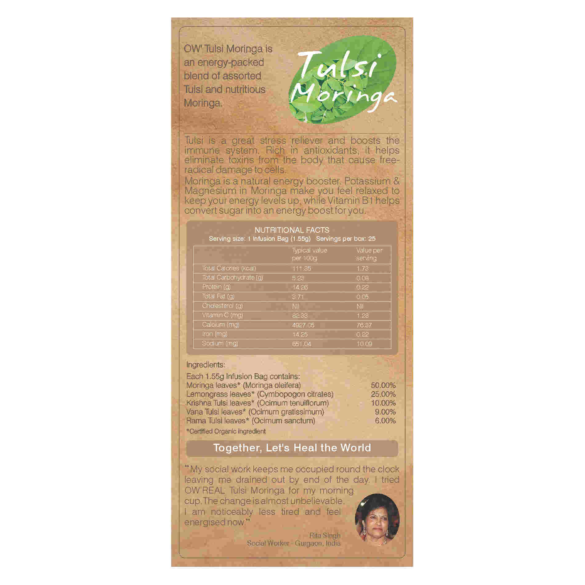 Organic Wellness Tulsi Moringa Teabags Organic Wellness