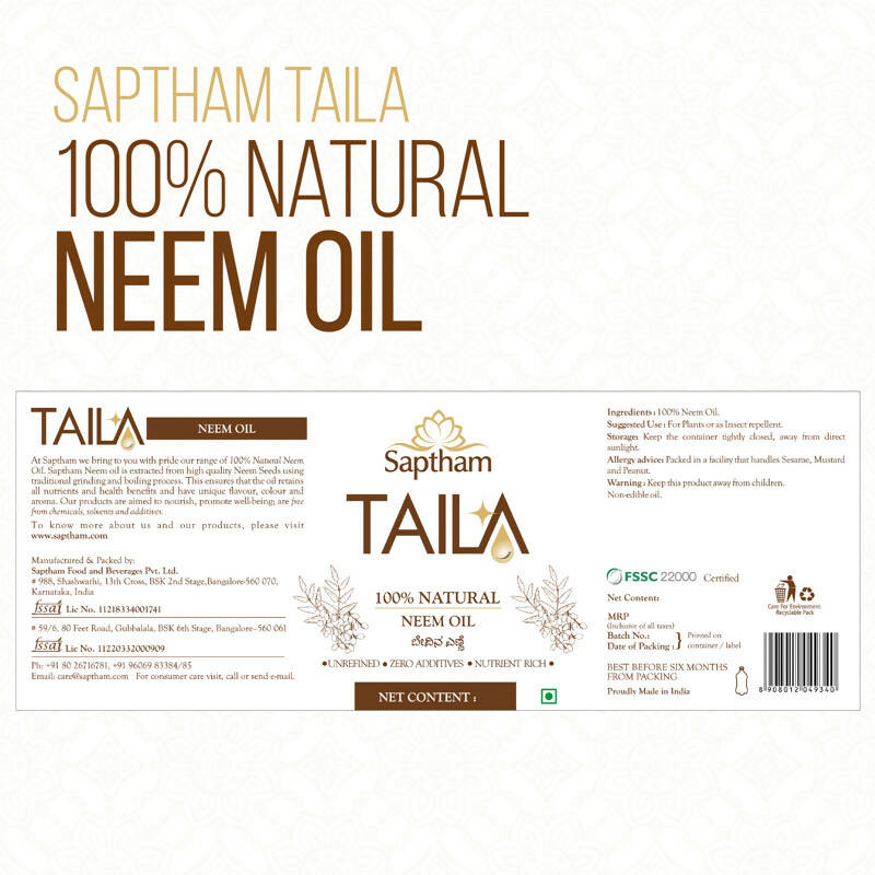 Saptham Taila 100% Natural Neem Oil Saptham