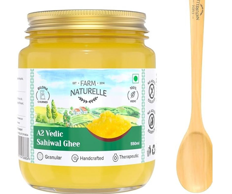Farm Naturelle A2 Vedic Sahiwal Ghee - Desi Cow Ghee | Natural, Healthy, and Pure | Cultured Cow Ghee Farm Naturelle