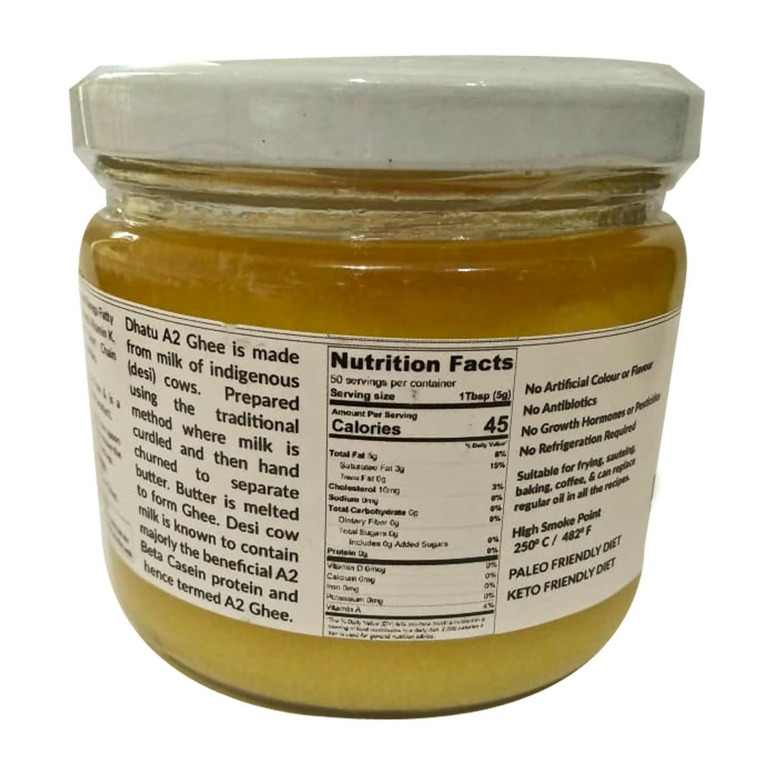 Dhatu Organics & Naturals A2 Desi Ghee | Pure and Natural Desi Cow Ghee | Traditional Curd-Churned Dhatu Organics & Naturals