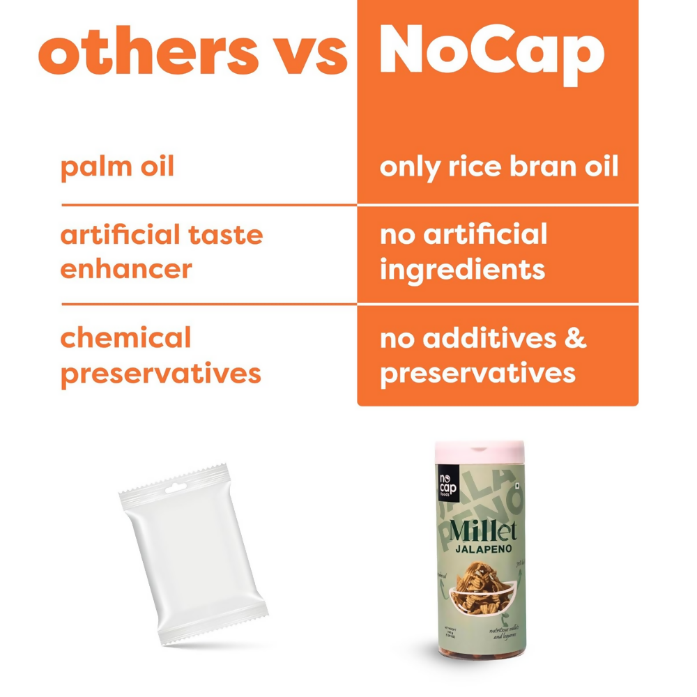 Nocap foods Guilt Free Healthy Chips - Beetroot Cream & Onion,Millet Jalapeno Nocap foods