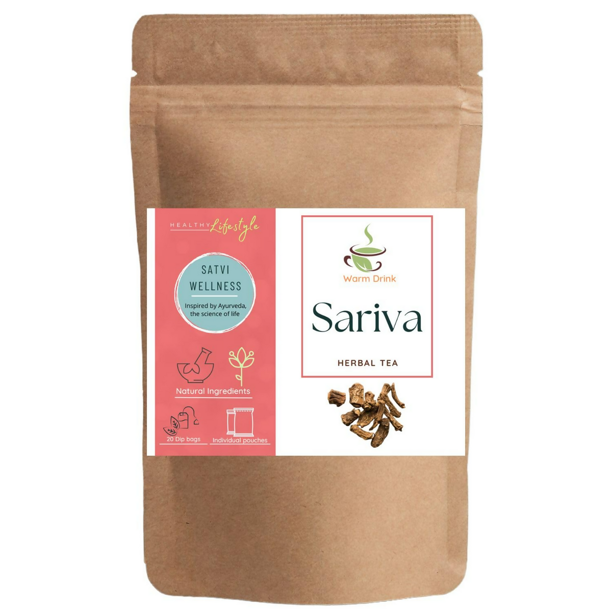 Satvi Wellness Sariva Tea Ananthamool Sariba Herbal Tea Bags | Herbal Tea Satvi Wellness