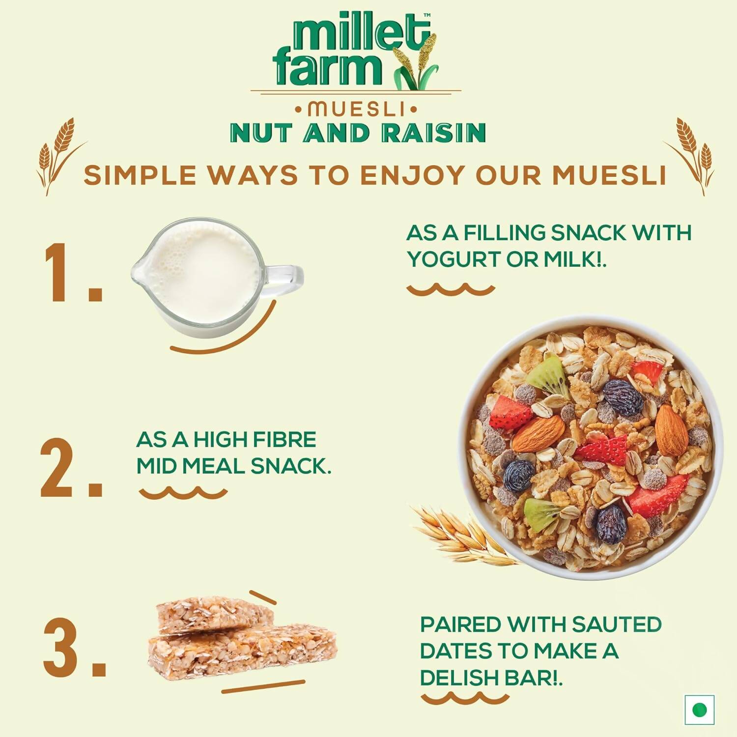 Bagrry's Millet Farm Nut & Raisin Muesli with Jowar and Ragi Bagrry's