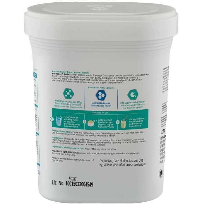 Prohance Activ Nutritional Supplement Powder - Vanilla Flavor Prohance