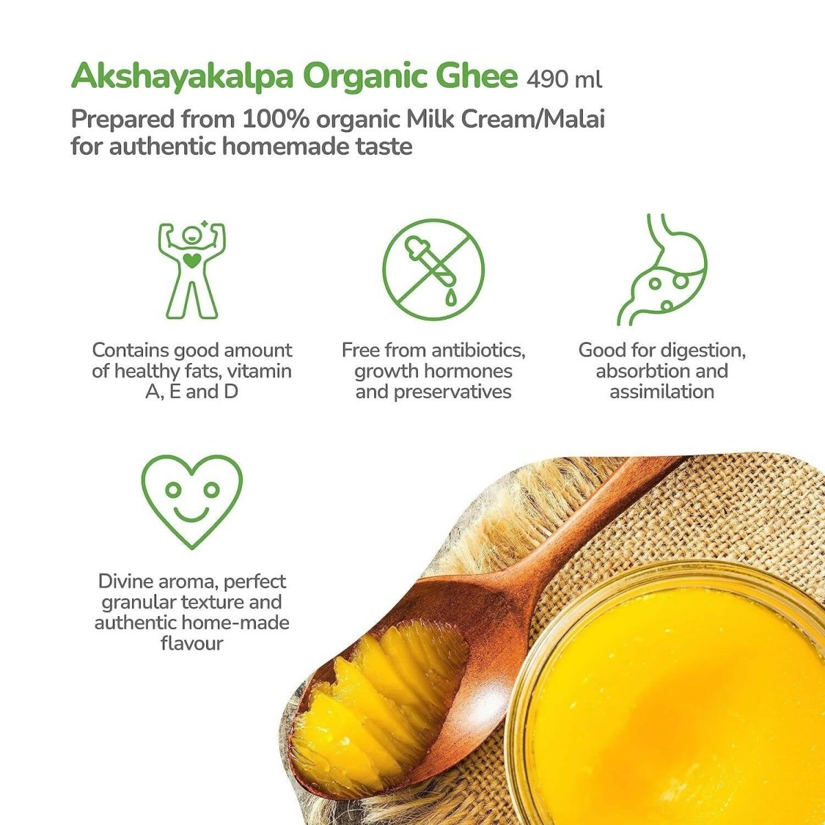 Akshayakalpa Organic Cow Ghee | Pure Organic Ghee | Certified Organic Desi Ghee Akshayakalpa