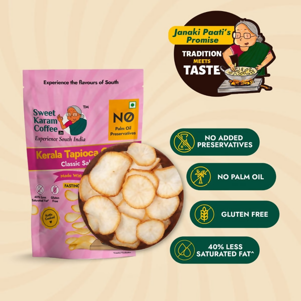 Sweet Karam Coffee Kerala Tapioca Chips - Rock Salt (Fasting Special) Sweet Karam Coffee