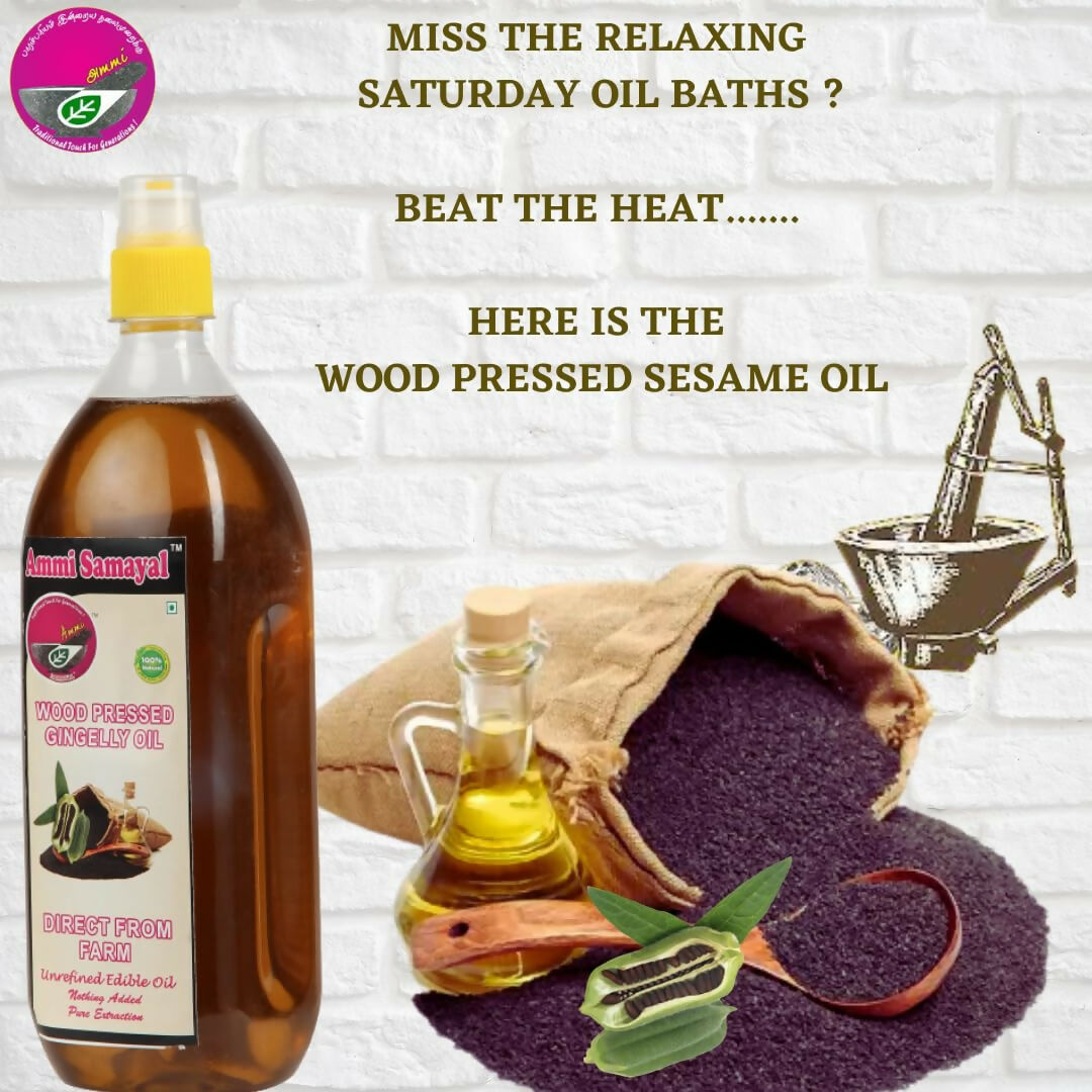 Ammi Samayal Wood Pressed Sesame Gingelly Oil for Cooking Ammi Samayal
