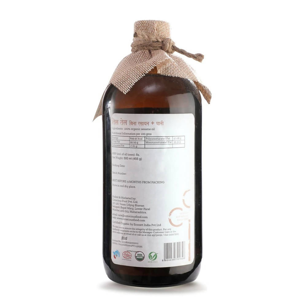 Conscious Food Organic Cold Pressed Sesame Oil Conscious Food