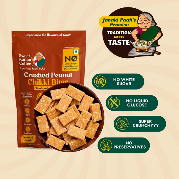 Sweet Karam Coffee Crushed Peanut Chikki Bites (Zero White Sugar) Sweet Karam Coffee