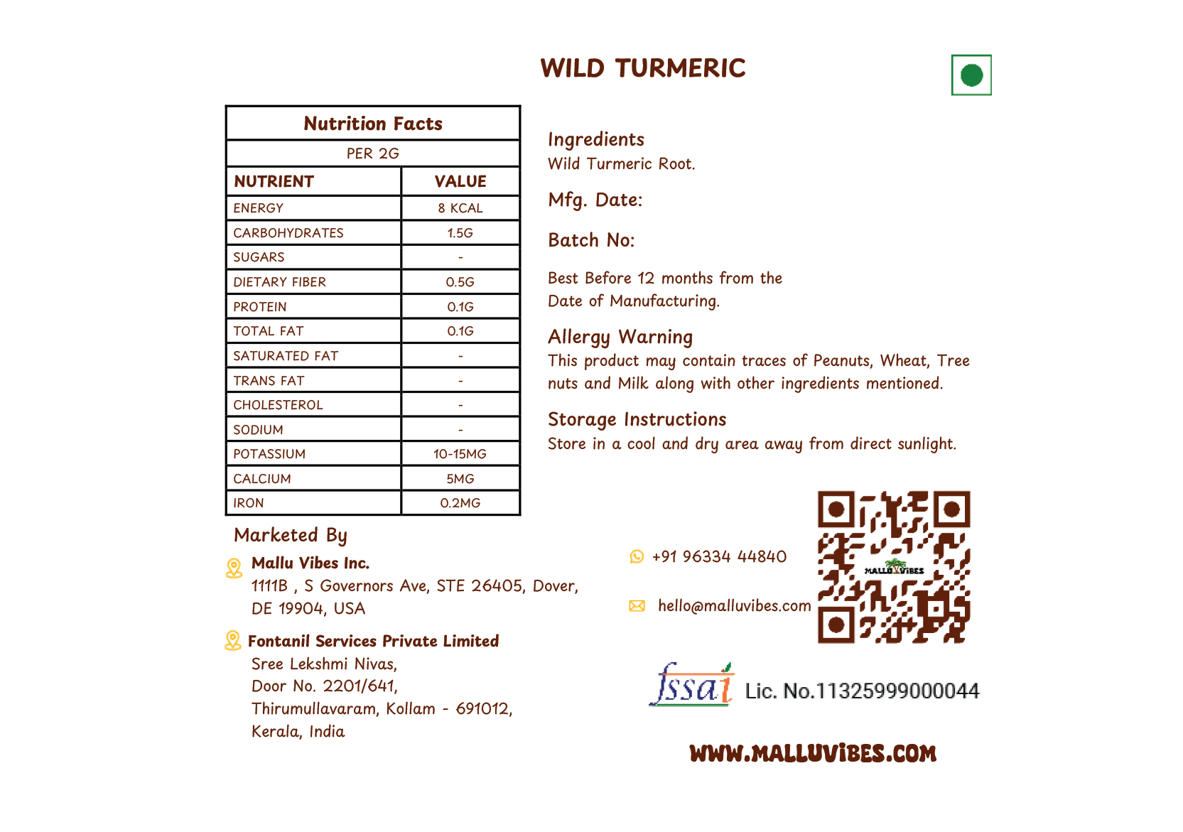 Mallu Vibes Wild Turmeric Mallu Vibes