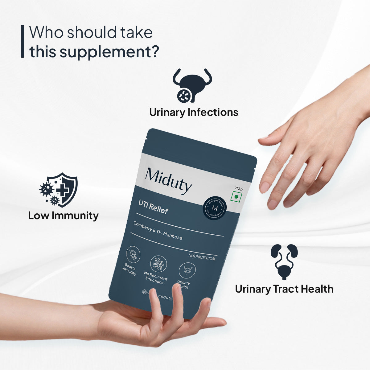 Miduty by Palak Notes UTI Relief with D-Mannose And Cranberry-Vanilla Flavor Palak Notes