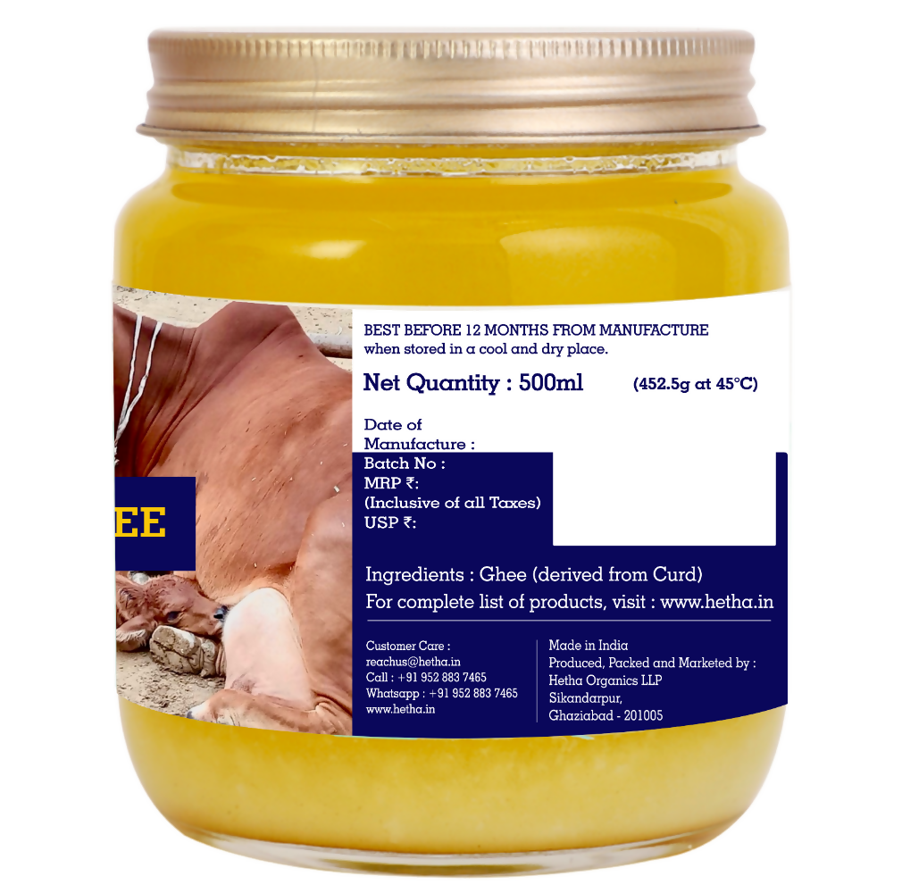 Hetha Sahiwal Cow A2 Cultured Bilona Ghee / A2 Ghee Hetha