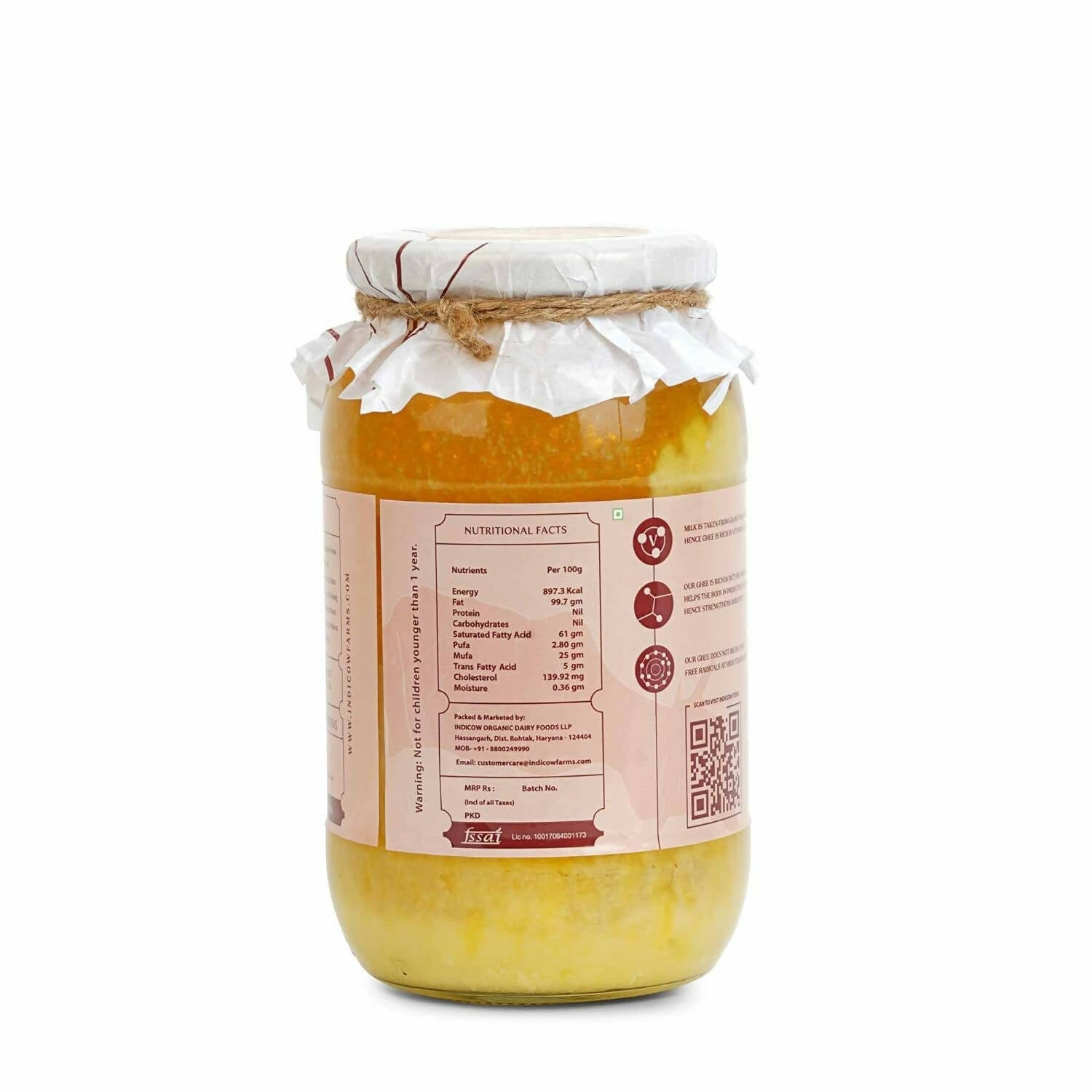 Indicow Foods Kankrej Bilona A2 Cow Ghee | 100% Desi Cow Ghee | Premium A2 Desi Ghee | Cultured Cow Pure Ghee Indicow