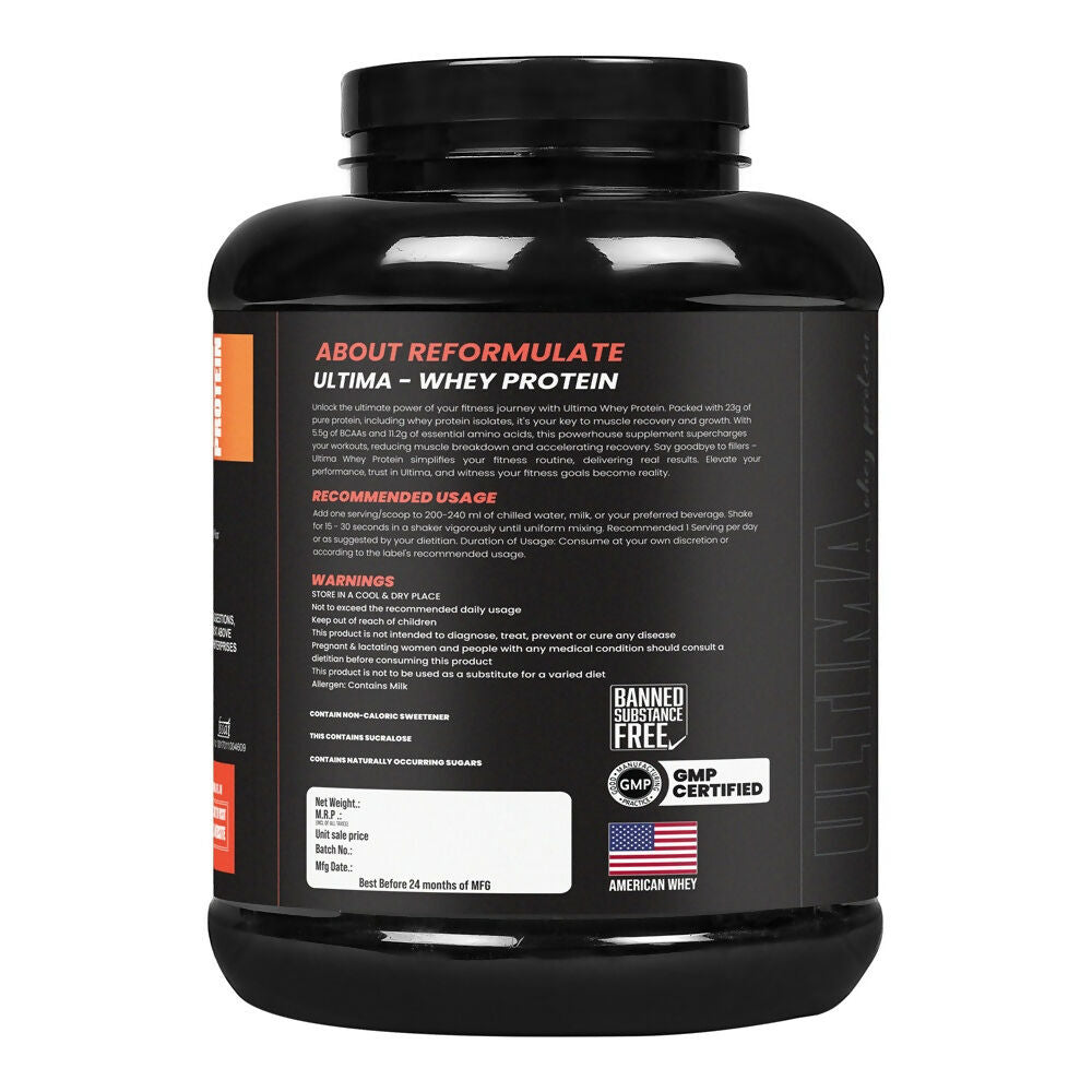 Reformulate Ultima I Whey Protein with Isolate I 23 G Protein I 5.1G BCAA I 10.8 EAA I Pre & Probiotics - Malai Reformulate