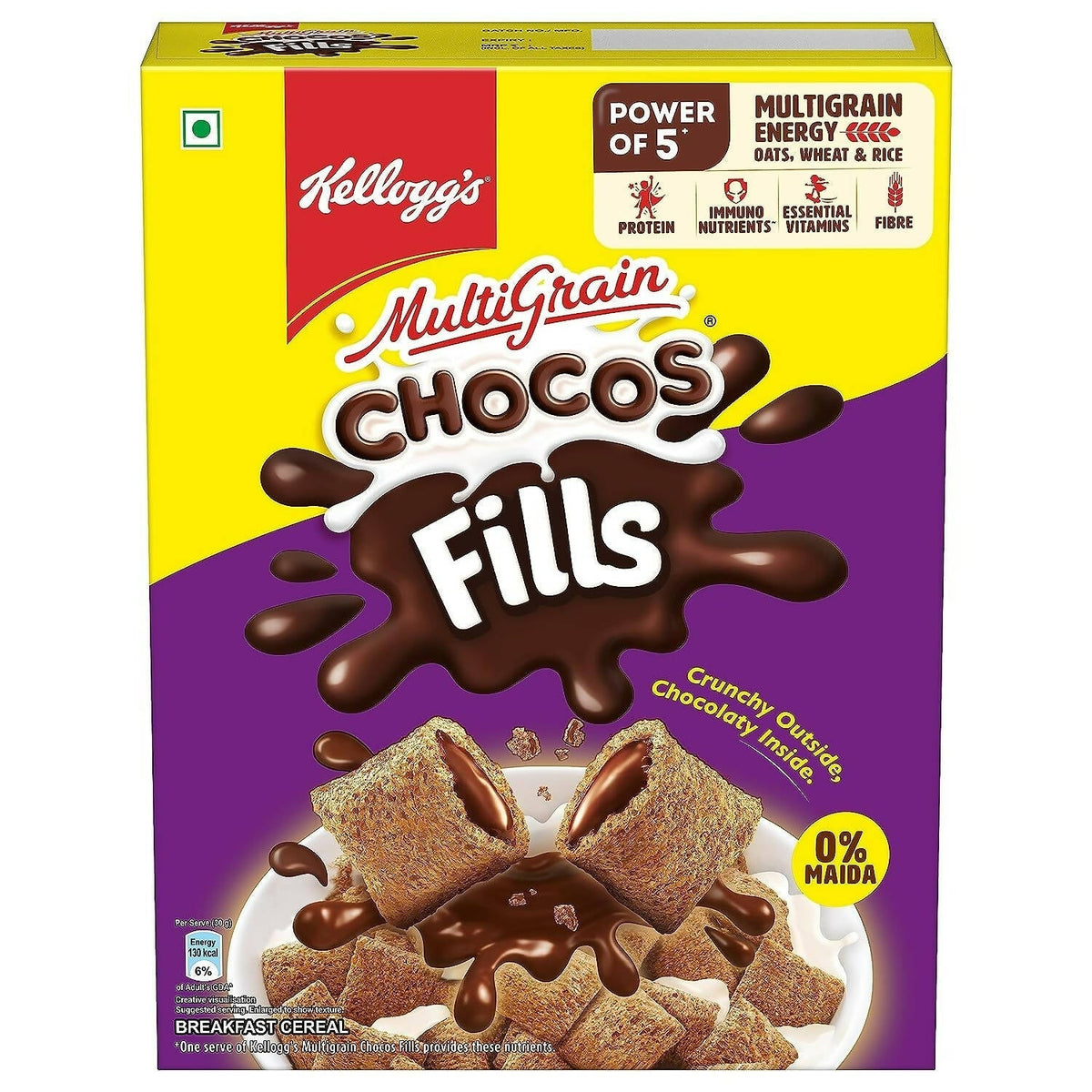 Kellogg's Multigrain Chocos Fills, 3 Grains: Oats, Wheat & Rice, Protein Rich, 0% Maida Kellogg's