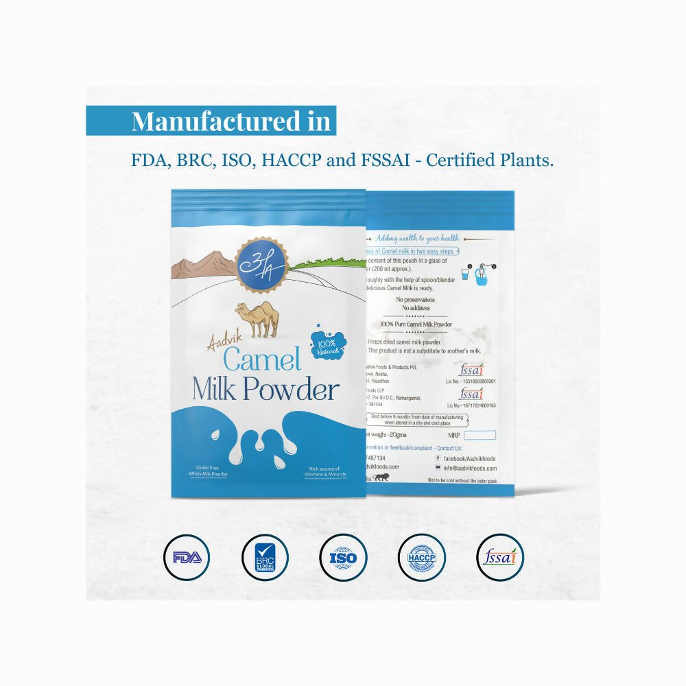 Aadvik Camel Milk Powder Freeze-Dried Sachets (20 g Each) Aadvik