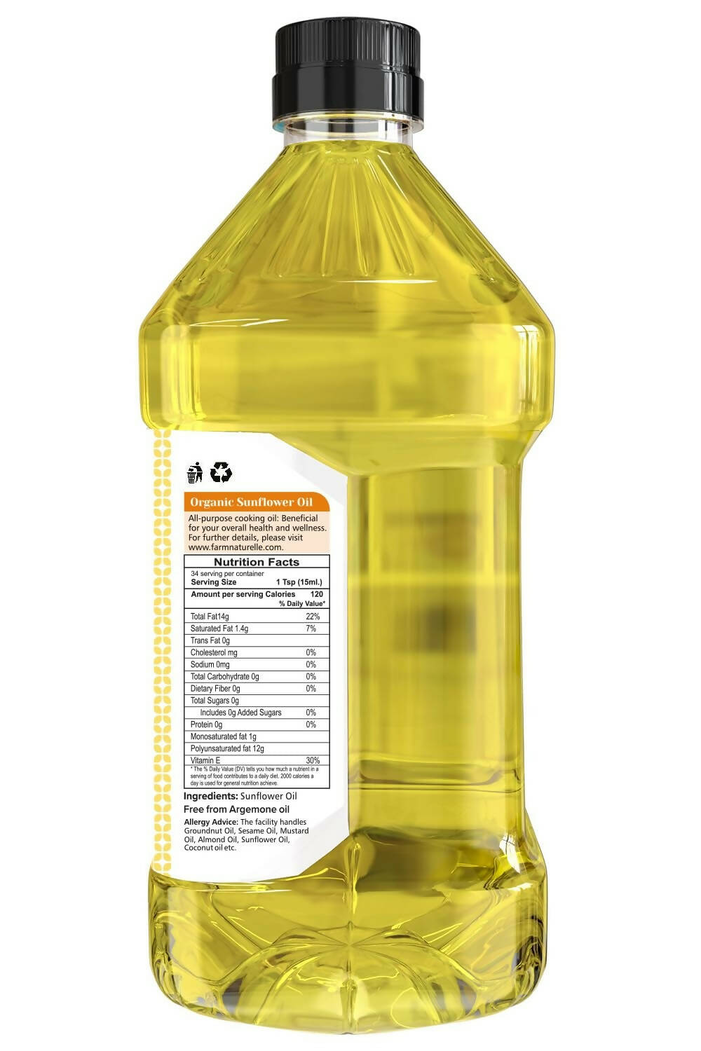 Farm Naturelle Organic Virgin Cold Pressed Sunflower Oil Farm Naturelle