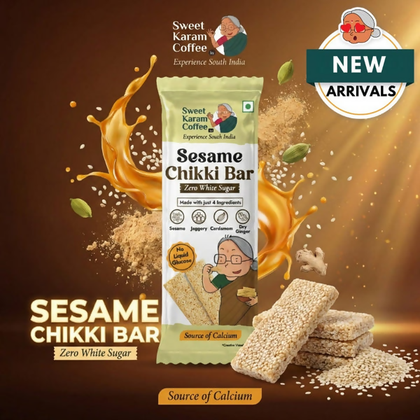 Sweet Karam Coffee White Sesame Chikki Bar (Zero White Sugar) Sweet Karam Coffee