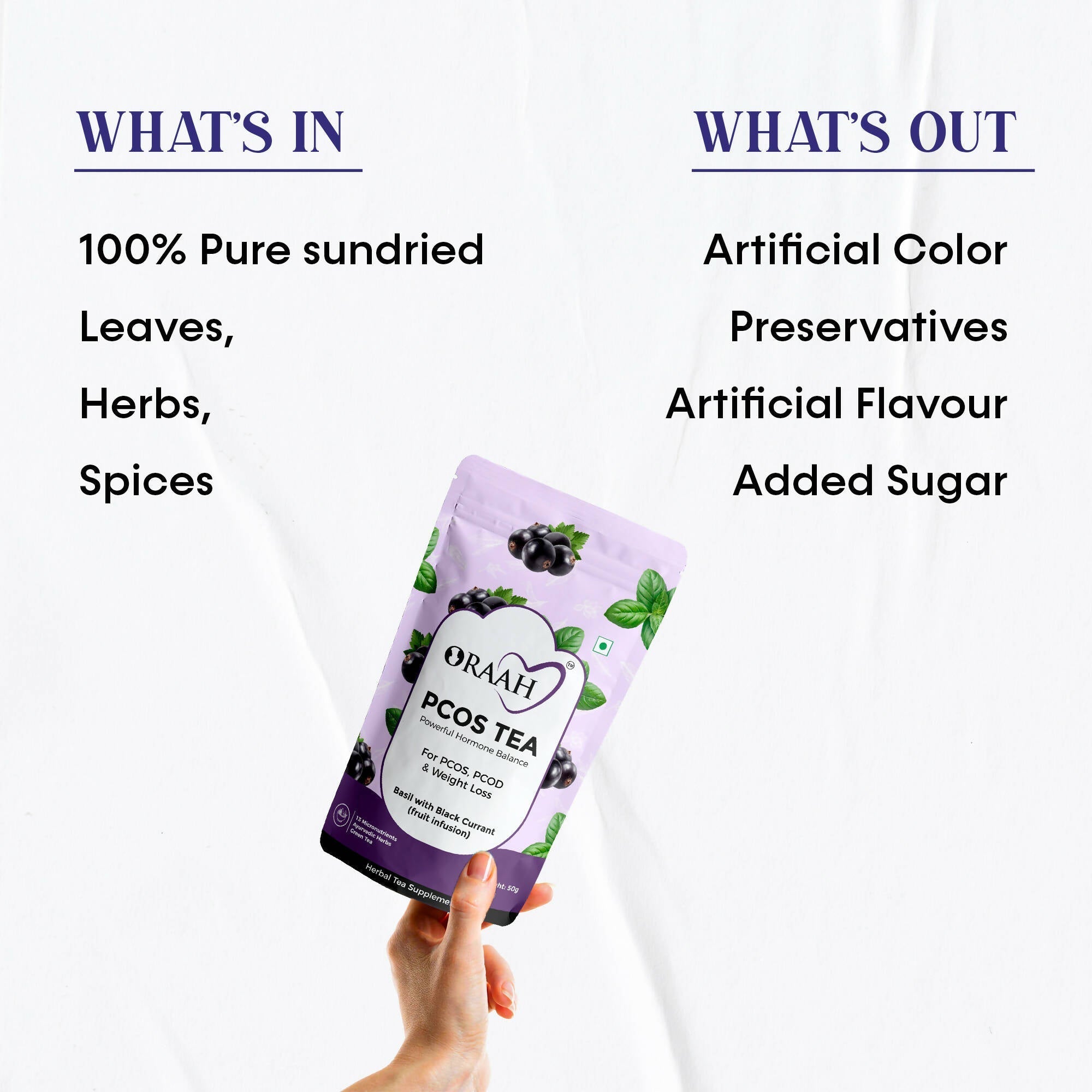 Oraah PCOS PCOD Basil with Black Currant Tea Oraah