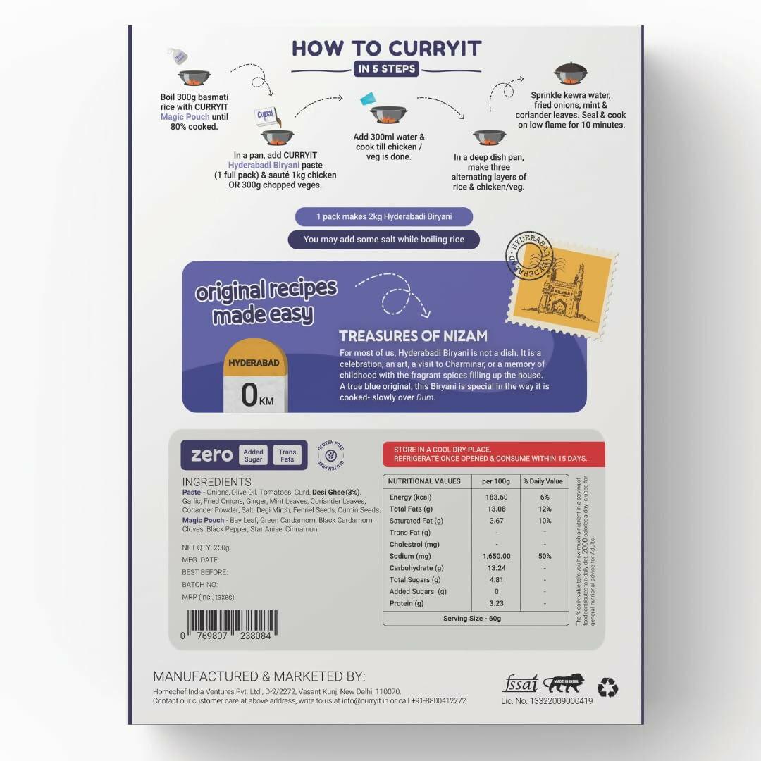 CURRYiT Instant Hyderabadi Biryani Premium Cooking Paste CURRYiT