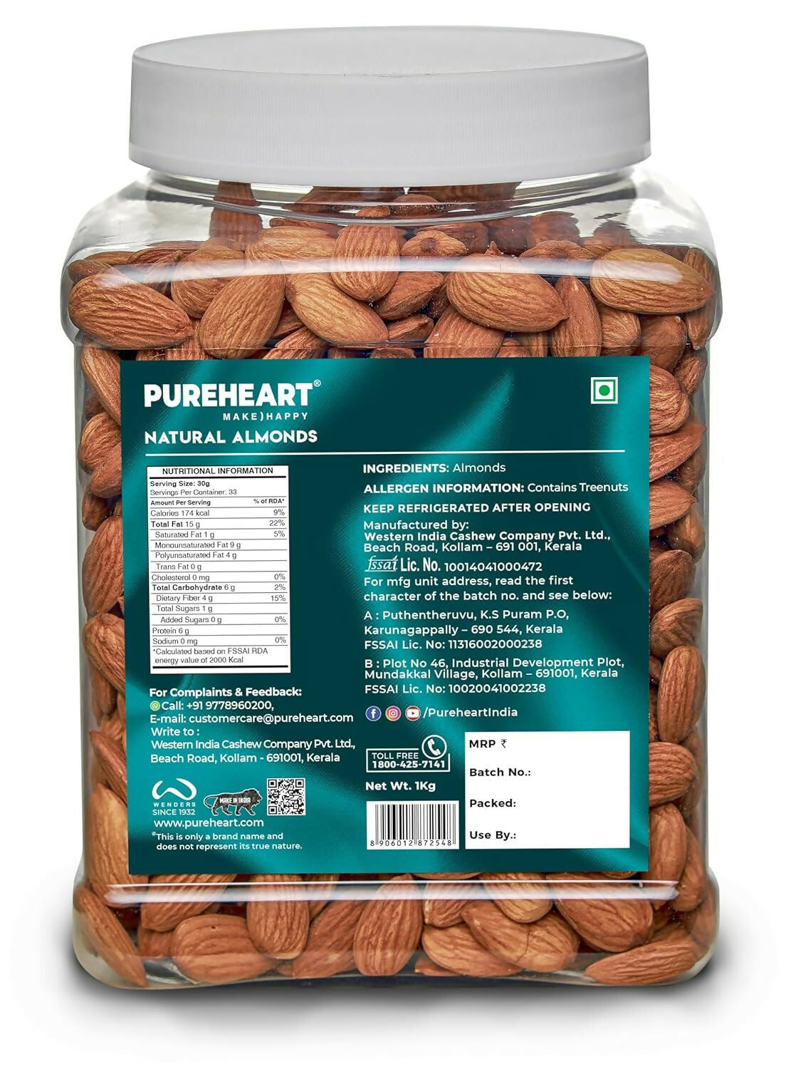 Pureheart Nutreat Natural Almonds Pureheart