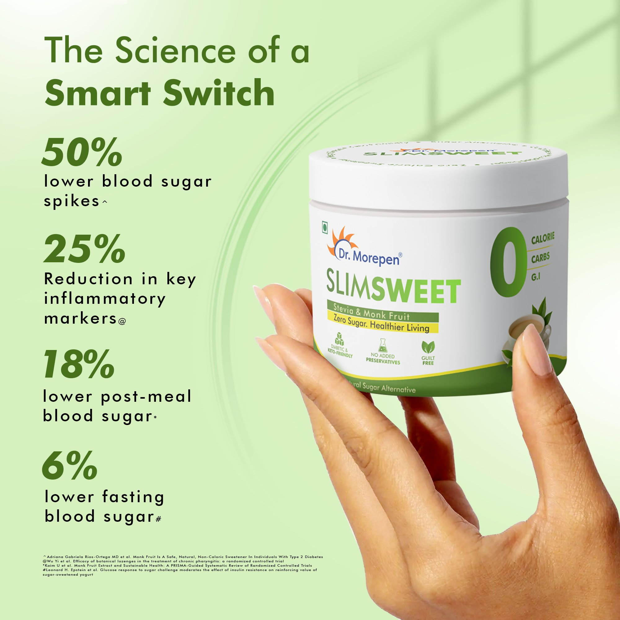 Dr. Morepen Slimsweet Natural Sugar Substitute with Stevia & Monk Fruit Dr. Morepen