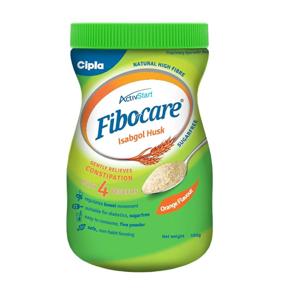 Cipla Fibocare Isabgol Husk Powder | Sugar Free - Orange Flavor - Safuron