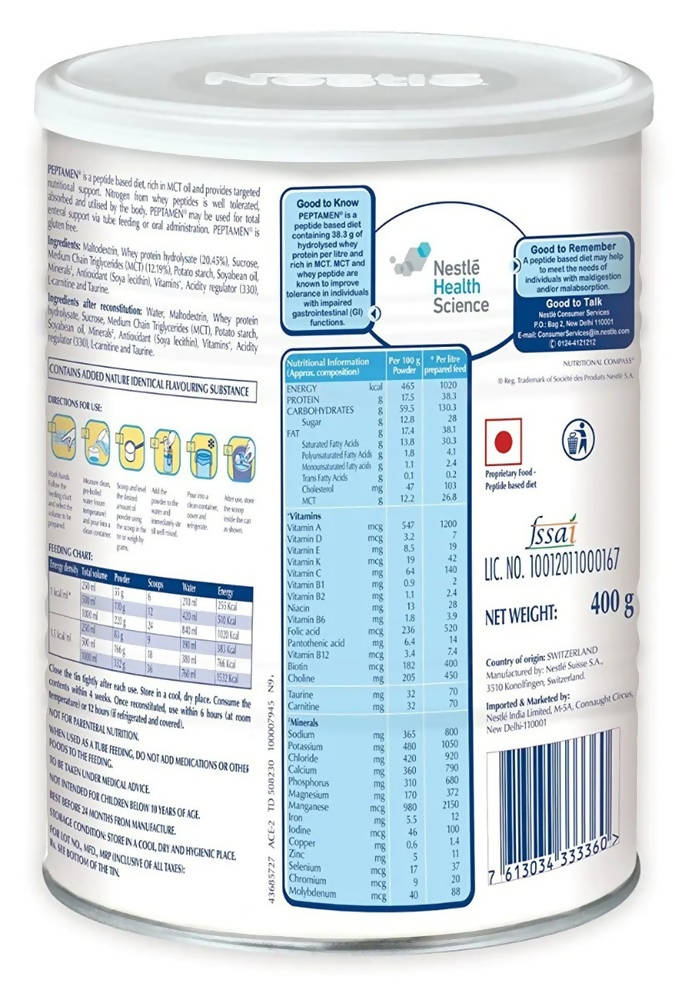 Nestle Peptamen Junior Peptide Based Diet Powder Nestle