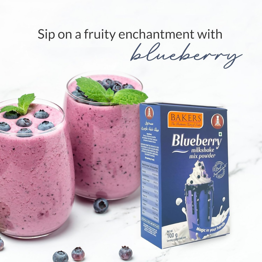 BAKERS Premium Milk Shake Mix - Blueberry, Badam, Butterscotch & Chocolate BAKERS
