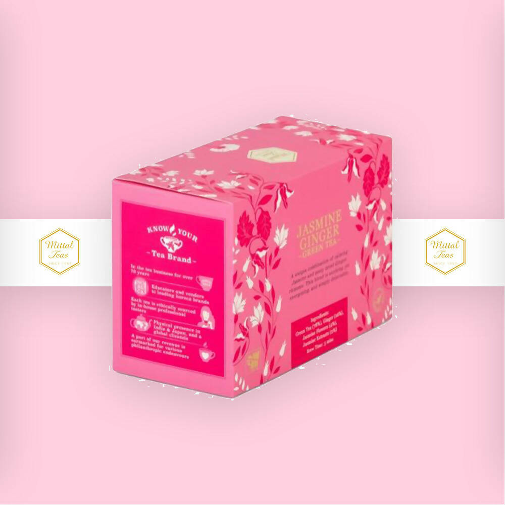 Mittal Teas Jasmine Ginger Green Tea - Eco Friendly Bags Mittal Teas