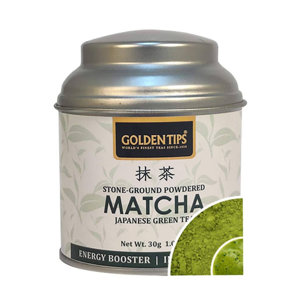 Golden Tips Japanese Matcha Green Tea Powder - Tin Box Round - Safuron
