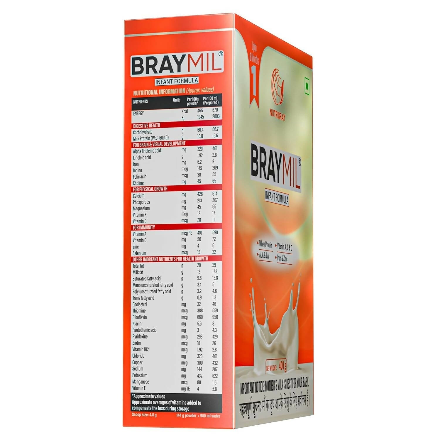 Braymil 1 Infant Formula Milk Powder (Upto 6 Months) Braymil