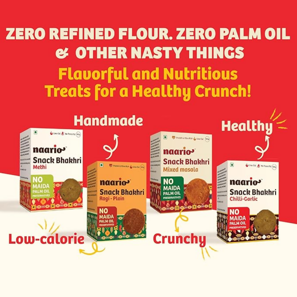 Naario Chilli Garlic, Methi, Plain, Masala, Peri Peri Crackers Naario