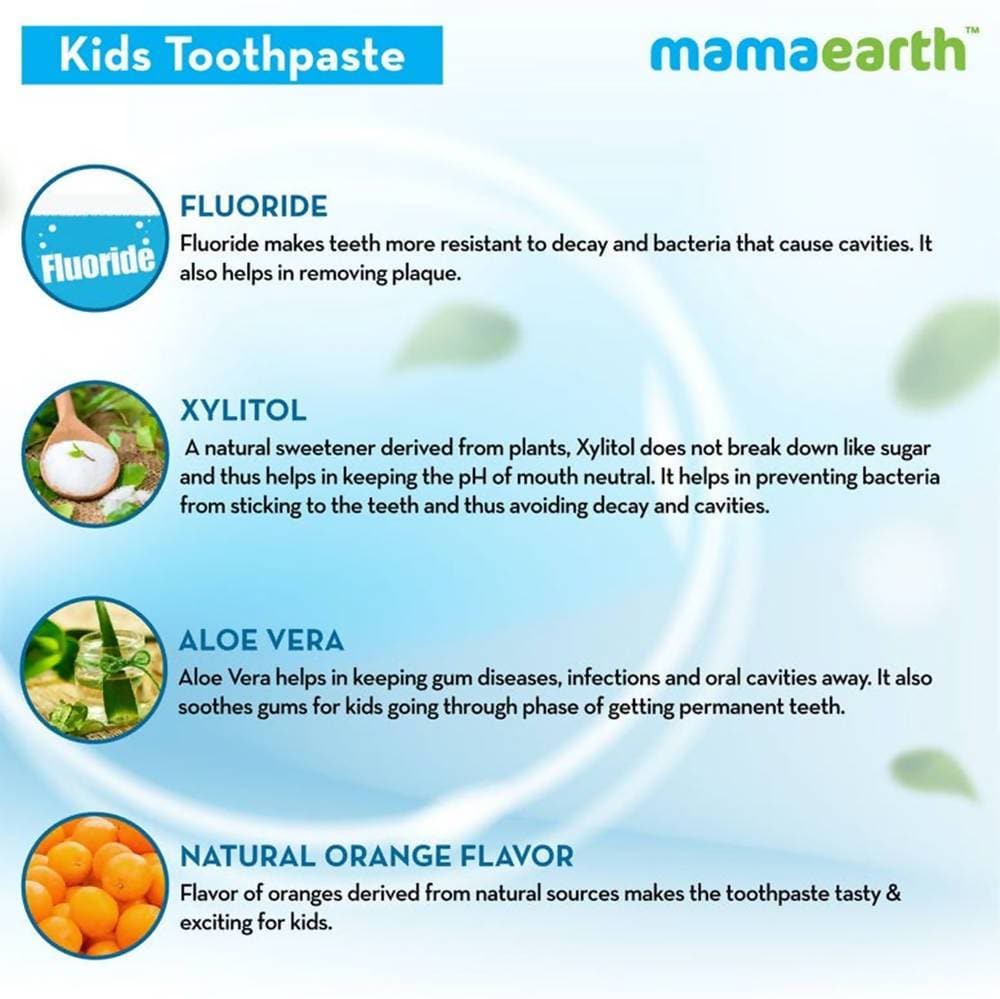 Mamaearth Awesome Orange Baby Toothpaste Cleanses Teeth, Provides Healthy Teeth & Gums - Limited Time Offer