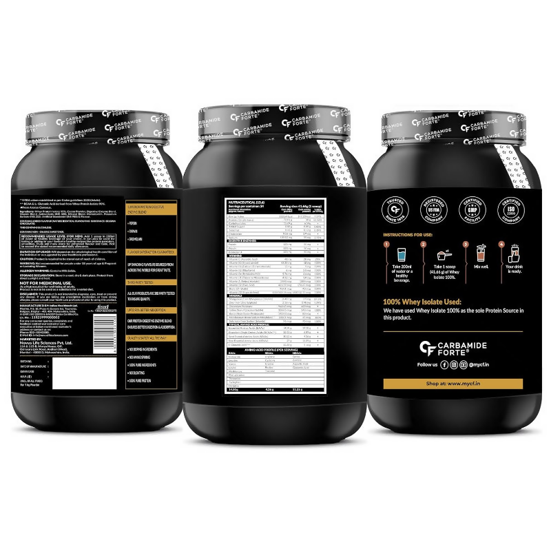 Carbamide Forte Whey Isolate 100% Pure Protein Powder - Belgian Chocolate Carbamide Forte