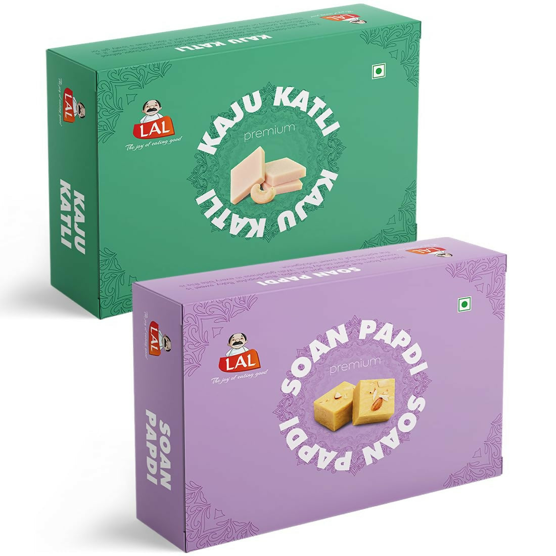 Lal Sweets Combo Pack - Kaju Katli 400 g & Soan Papdi Premium 400g| Desi Cow Ghee Indian Sweet Box Combo Lal Sweets