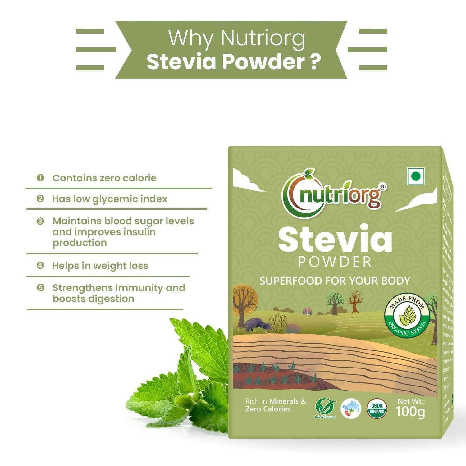 Nutriorg Certified Organic Stevia Powder Nutriorg